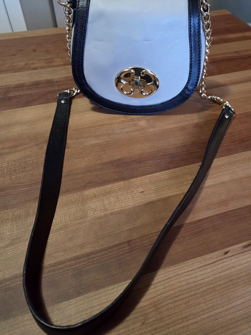 Emma Fox Blue and White Crossbody with Gold Hardware